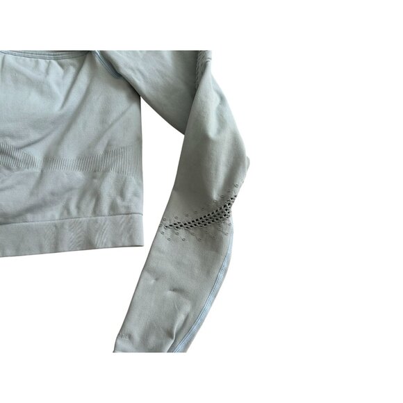 PINK VICTORIA'S SECRET Gray Blue Long Sleeve Crop Workout Top Sz Medium - Picture 7 of 8